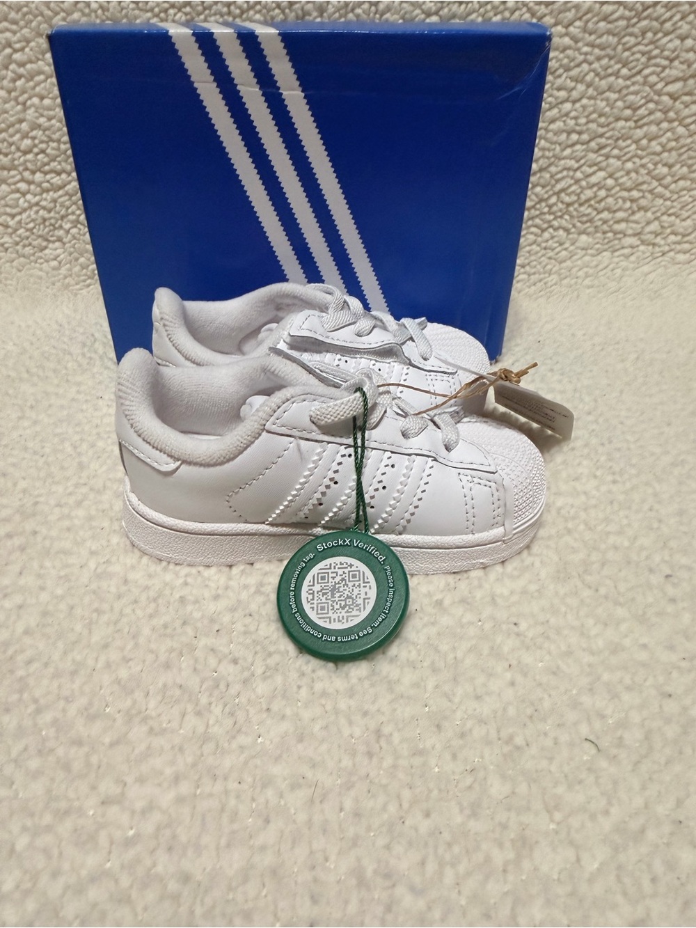 adidas Kids White Leather Three-Stripe Sneakers